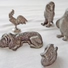 Collection Miniature Pewter Animals, Spoontiques, Retro Miniature Collectibles, Lot of Five
