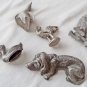 Collection Miniature Pewter Animals, Spoontiques, Retro Miniature Collectibles, Lot of Five