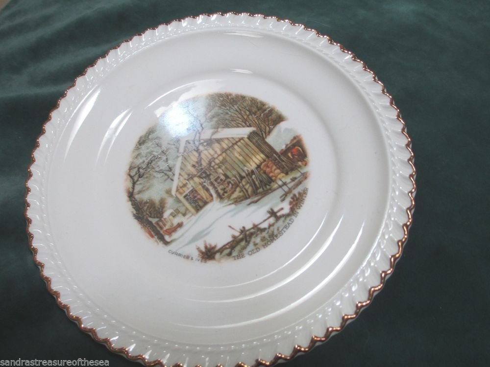Harker Pottery Currier Ives Mid Century Harkerware USA Dessert Plate ... Harker Pottery Currier Ives Mid Century Harkerware USA Dessert Plate ...