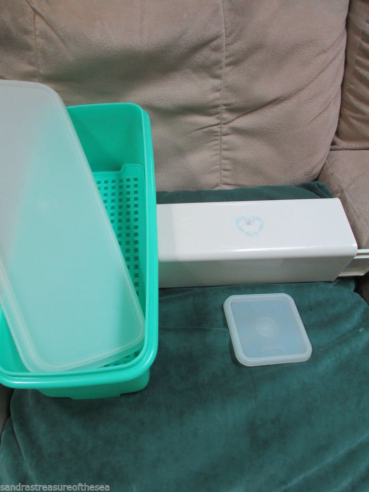 Tupperware 1Lb Cheese Keeper Storage Container w Tray 3Pc Celery Bread