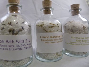 Bath Salts 1 OZ Lavender, Rosemary and Eucalptyus