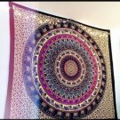 Handmade White base medallion tapestry elephant purple mandala kerala tapestry