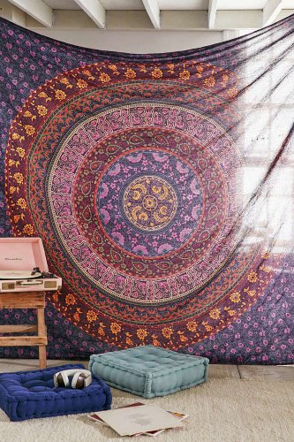 Handmade multicolor mandala wall tapestry bohemian wall hanging beach sheet