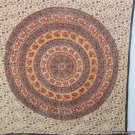 BSD324 Handmade beige base elephant mandala tapestry, Indian Wall hanging,