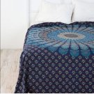 Handmade blue floral mandala hippie tapestry wall hanging beach sheet bed spread