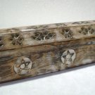 INCENSE BURNER SMOKE BOX Hand Carved Wood Shabby Chic Distressed Effect Box