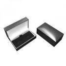 Black Leatherette Hinged Cufflinks Box 8cm x 4.3cm x 3.3cm (80 x 43 x 33mm)