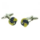 Ladies Cufflinks - Two Tone Blue and Gold Colour Knot Design Cufflinks