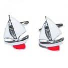 Enamelled Red Keel Yacht Cufflinks in Gift Box - Sailing Nautical Cufflinks