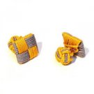 Colourful Cufflinks - Square Silk Knot Style Cufflinks - Silver and Gold