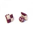 Colourful Cufflinks - Square Silk Knot Style Cufflinks - Silver and Purple