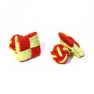 Colourful Cufflinks - Square Silk Knot Style Cufflinks - Red and Green