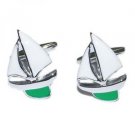 Enamelled Green Keel Yacht Cufflinks in Gift Box - Sailing Nautical Cufflinks