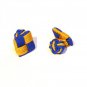Colourful Cufflinks - Square Silk Knot Style Cufflinks - Blue and Gold
