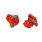 Colourful Cufflinks - Square Silk Knot Style Cufflinks - Red and Graphite