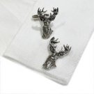 Cufflinks English Made Stags Heads Facing Forward Pewter Cufflinks
