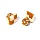 Colourful Cufflinks - Square Silk Knot Style Cufflinks - Brown & Cream