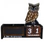 Shabby Chic Brown Owl Wooden Calendar Pen Pot Pen Holder Desk Tidy