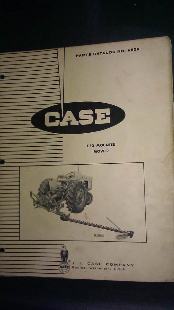 VINTAGE CASE E10 MOUNTED MOWER PARTS CATALOG NO A809
