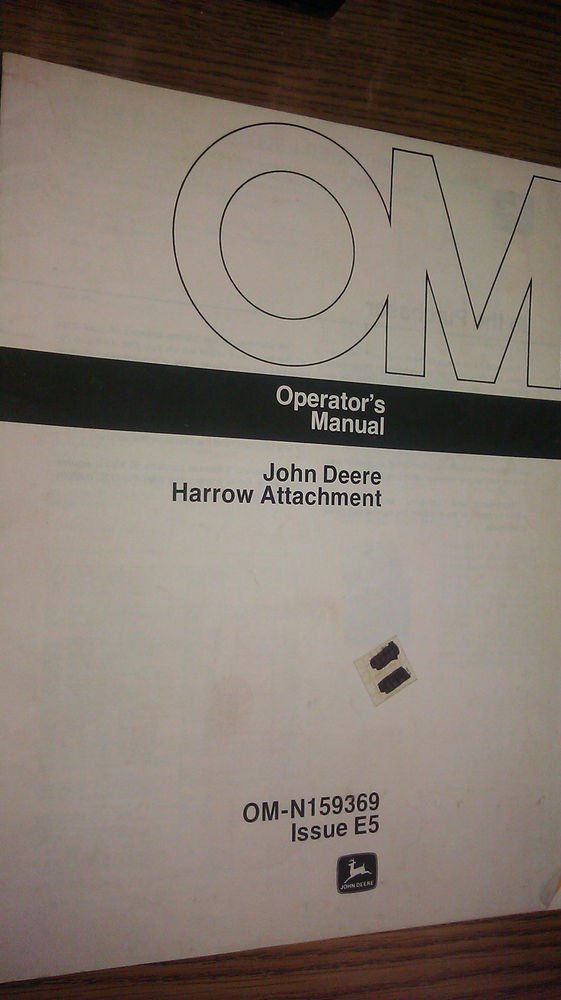 JOHN DEERE HARROW ATTACHMENT OPERATOR'S MANUAL OM-N159369 E5