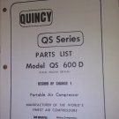 QUINCY AIR COMPRESSOR DIESEL DRIVEN MODEL QS600D PARTS LIST QS-600-D CHANGE 1
