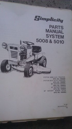 Genuine Simplicity System 5008 5010 Parts Manual Tp 195 Tp195