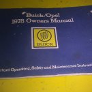 GENUINE BUICK / OPEL 1978 OWNERS MANUAL 1258695