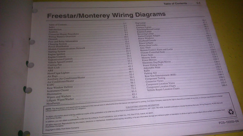 FORD FREESTAR MONTEREY 2004 WIRING DIAGRAMS DIAGRAMA DE CABLEADO FCS