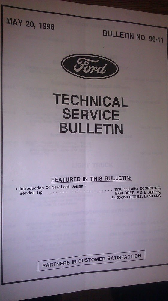 FORD TECHNICAL SERVICE BULLETIN NO. 96-11 MAY 20, 1996 / FCS-12178-96