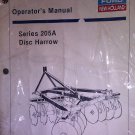 GENUINE FORD NEW HOLLAND SERIES 205A DISC HARROW OPERATOR'S MANUAL 42020511490