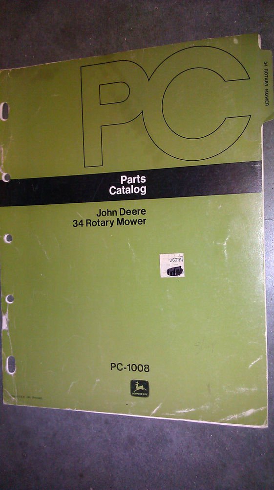 GENUINE JOHN DEERE 34 ROTARY MOWER PARTS CATALOG PC1008