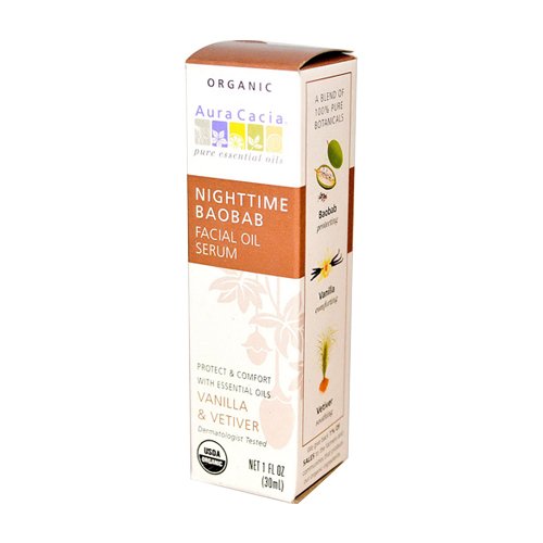 Aura Cacia Nighttime Baobab Facial Oil Serum 1 Oz