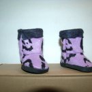 Purple Leopard Print Felt Snuggly Boots