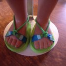 Simple Ribbon Sandals - Blue and Green Stripes