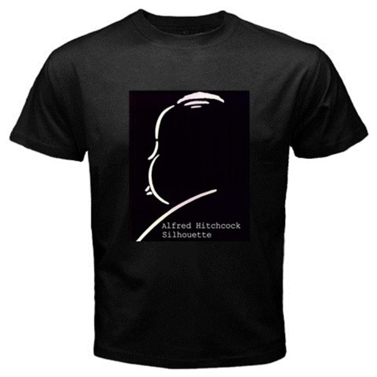 Hot Black Alfred Hitchcock silhouette black t-shirt black t-shirt.