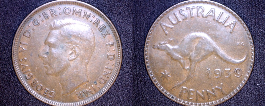 1939 Australian 1 Penny World Coin - Australia