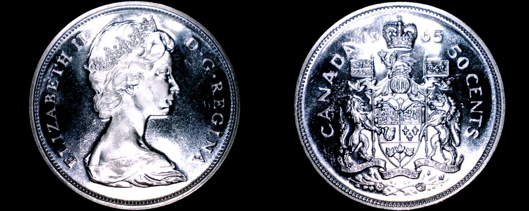 1965 PL Canadian Half Dollar 50 Cents Canada Silver World Coin