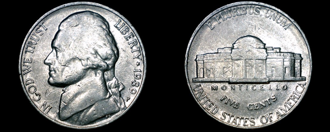 1989 P Jefferson Nickel