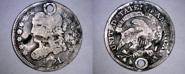 1831-P Capped Bust Silver Half Dime - Holed