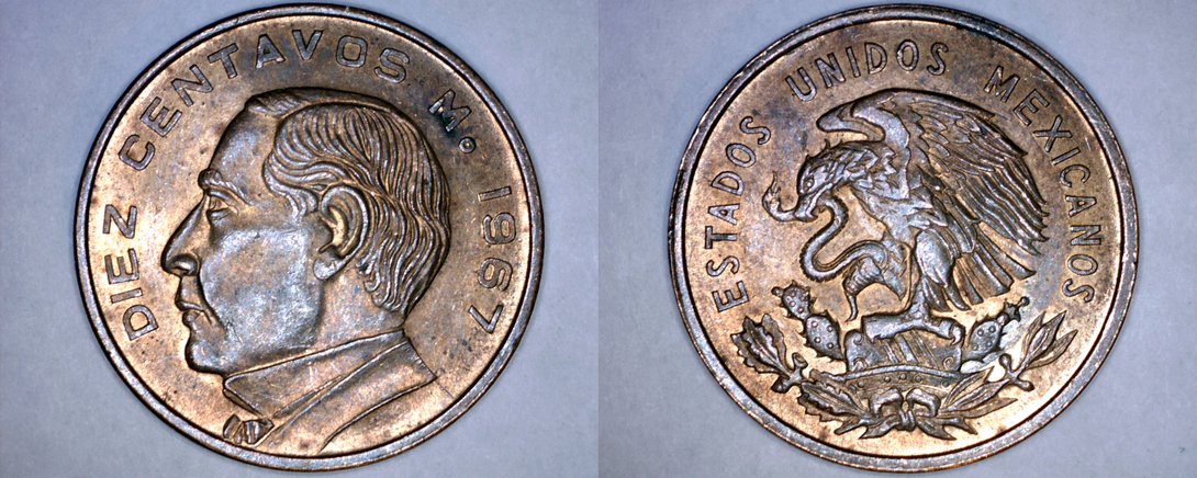 1967 Mexican 10 Centavo World Coin - Mexico