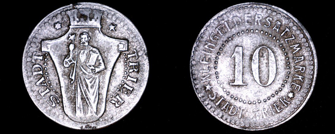 ND c.1918 German 10 Pfennig Kriegsgeld World Coin -  Trier Germany Notgeld