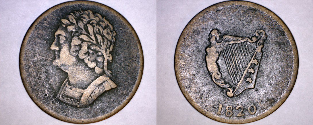 1820 Lower Canada Imitation Bust & Harp Token (Issued 1826-27) - 9 String Brass