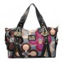 Coach Logo Monogram Medium Black Multi Totes EJM