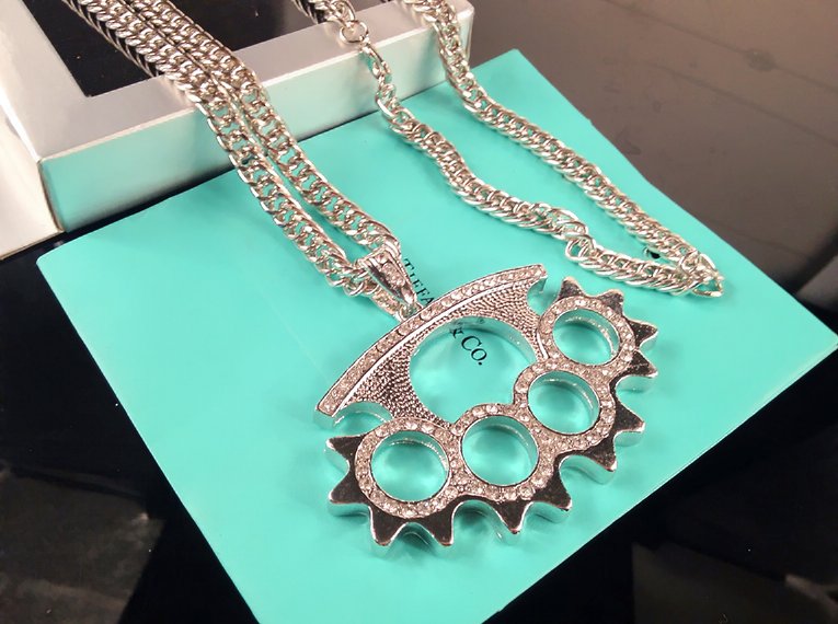 Rappers Punch rings knuckle duster chain link hip hop bling 31" gold