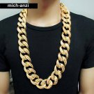 JayZ Mens hip hop  cuban franco Miami chain link chunky Iced Out 3cm gold thick necklace 30"