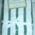 Kitchen Dish Cloths Gourmet Classics Casserole Stripe  2pc set  HUNTER GREEN  (02623HG)