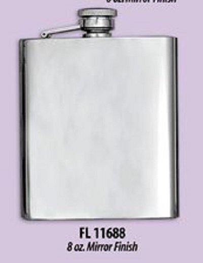 Mirror Finish  Polished Chrome Flask 8 fl oz  (11688)
