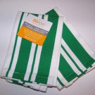 MUkitchen Cotton Stripe Dishcloth, 13 by 13-Inches, Set of 2, Jade