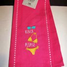 Kitchen Towel PINK Embroidered Bikini BEACH PLEASE 18 x 28