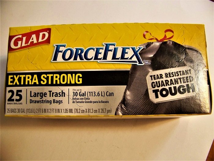 Glad ForceFlex  Drawstring Large Trash Bags, 30 gal, 1.05 mil, 30" x 32", 25bags/box